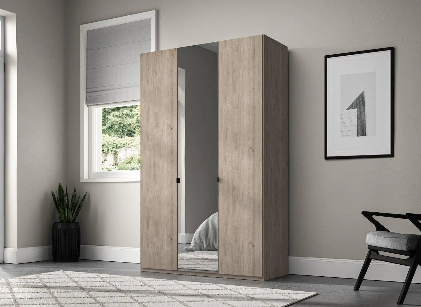Kirkpatrick Wooden 3-Door Wardrobe - Brown Dreams