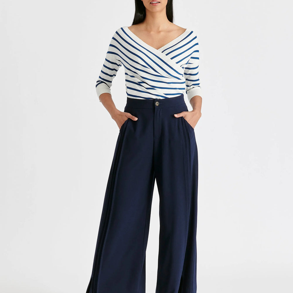 Knitted Wrap Top With 3/4 Sleeves Paisie