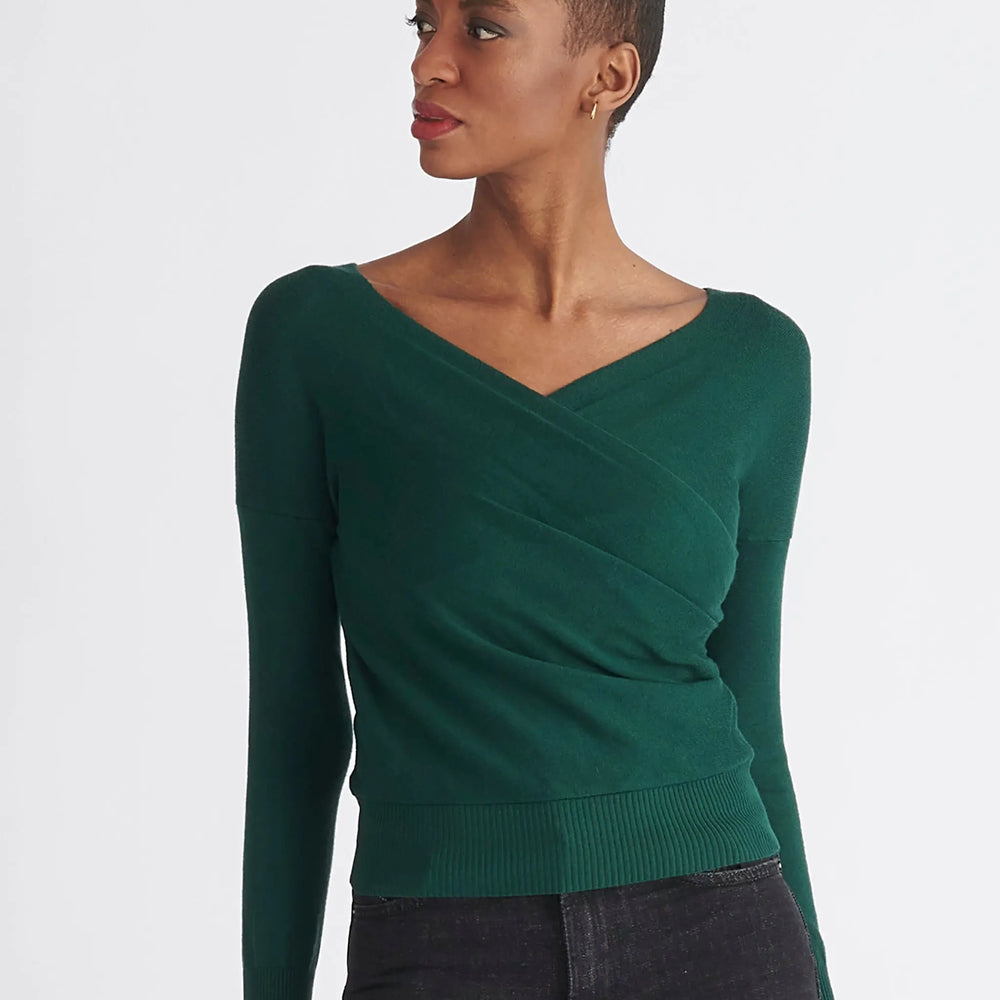 Knitted Wrap Top With Long Sleeves Paisie