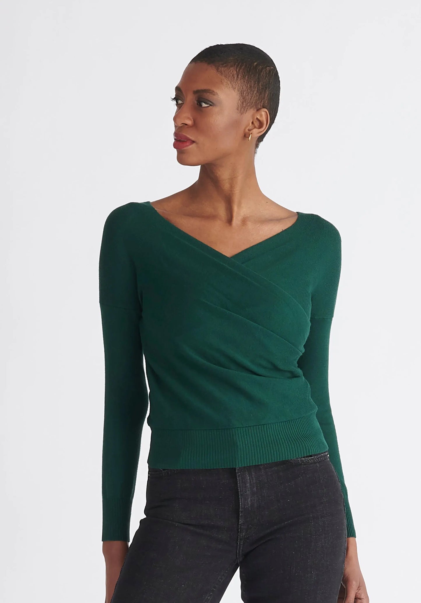 Knitted Wrap Top With Long Sleeves Paisie