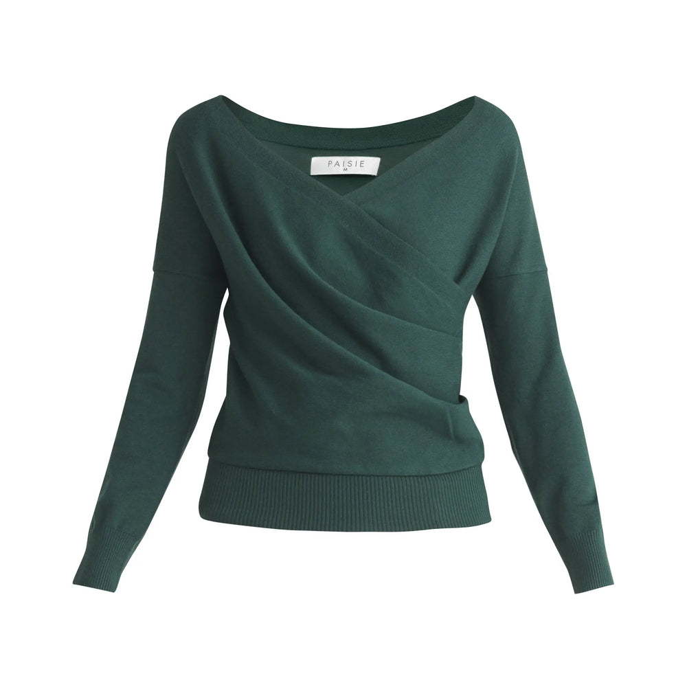 Knitted Wrap Top With Long Sleeves Paisie