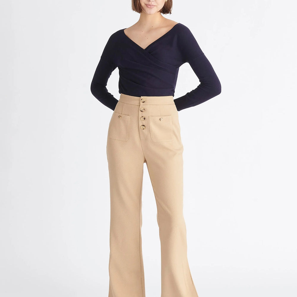 Knitted Wrap Top With Long Sleeves Paisie