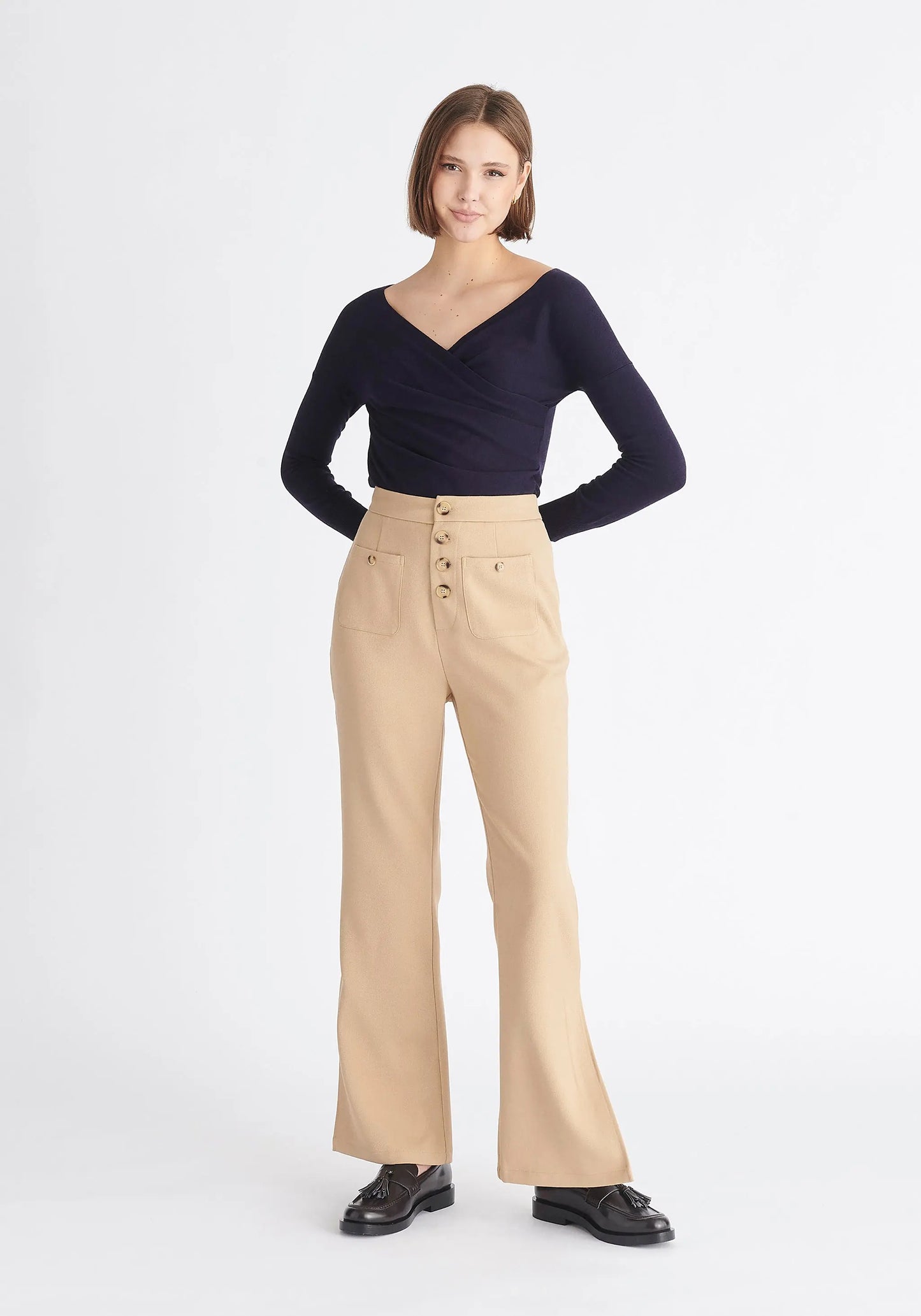 Knitted Wrap Top With Long Sleeves Paisie