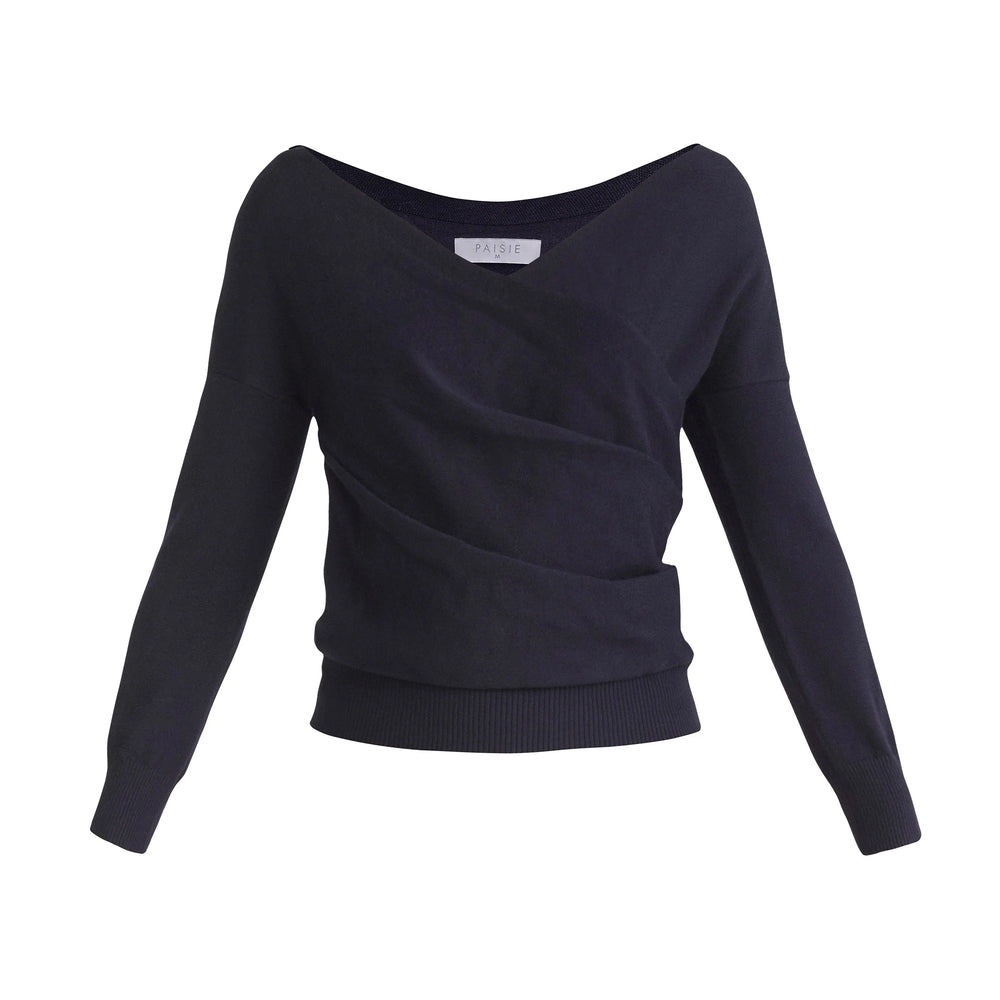 Knitted Wrap Top With Long Sleeves Paisie