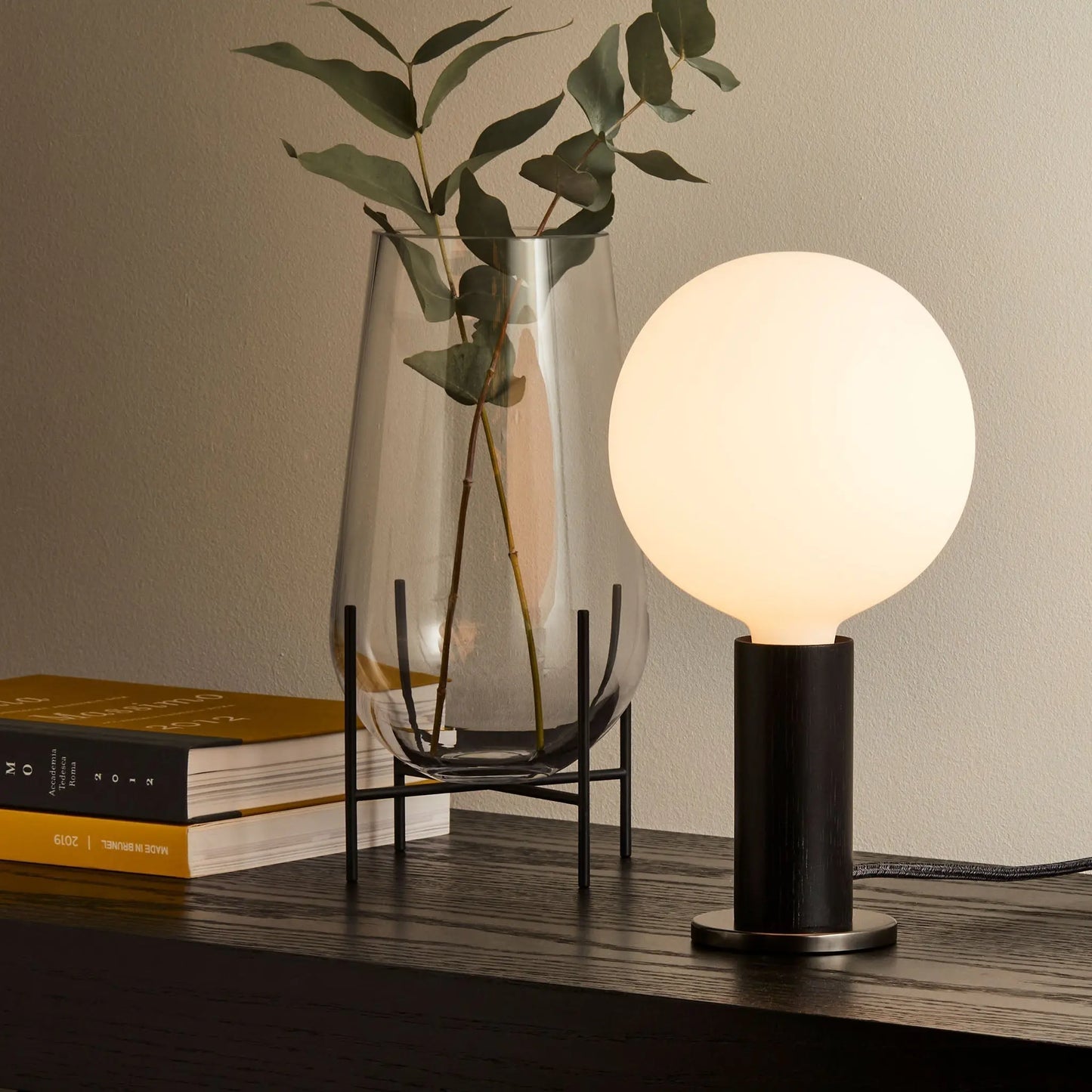 Knuckle Table Lamp in Blackened Oak + Sphere IV Tala