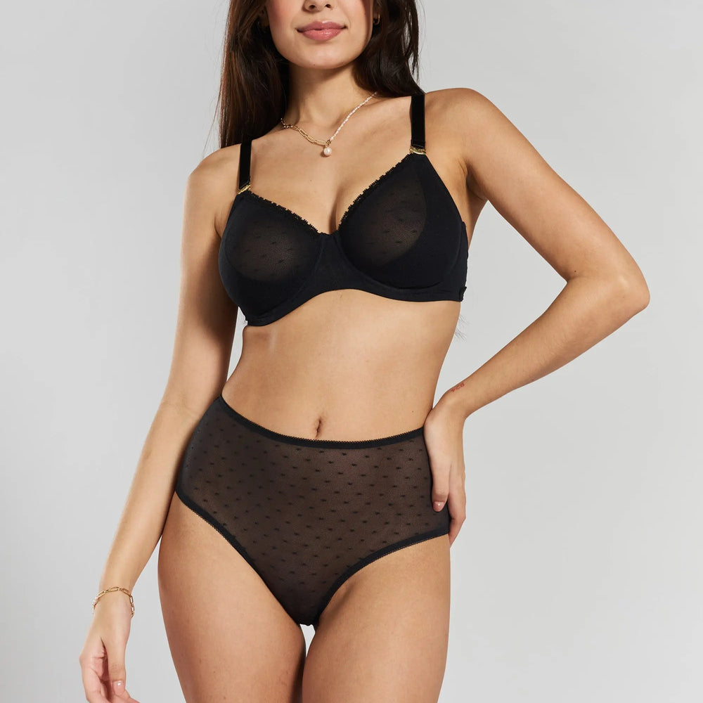 Konara Recycled-Lace Fuller-Cup Underwired Bra - Volcanic Black Peachaus
