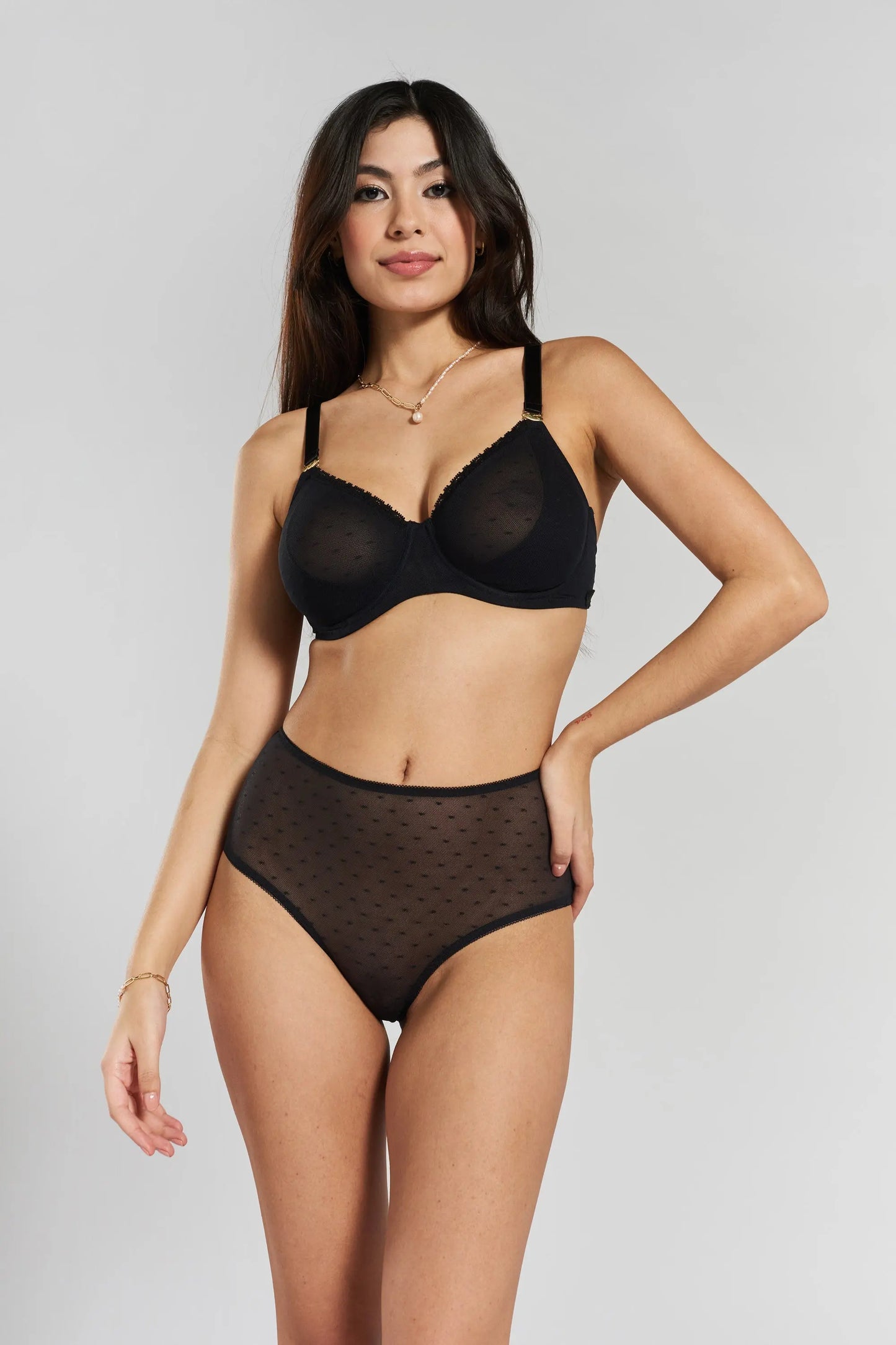 Konara Recycled-Lace Fuller-Cup Underwired Bra - Volcanic Black Peachaus