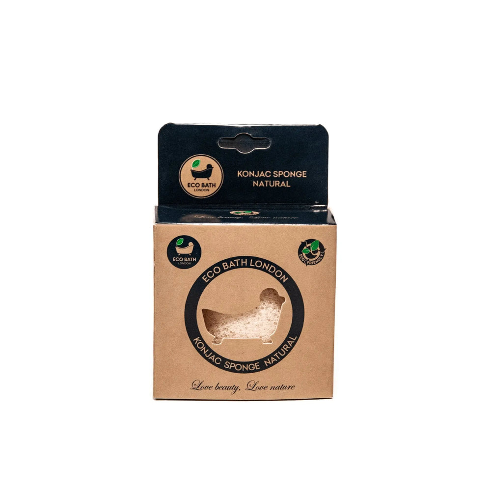Konjac Sponge Natural White - Natural Exfoliating Sponge for Facial Deep Cleansing, Gentle Face Cleansing Facial Sponge Eco Bath London