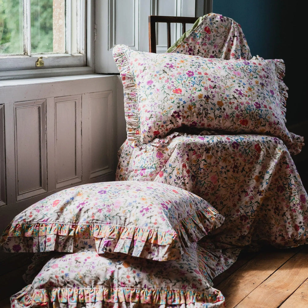 LINEN GARDEN Liberty Double Ruffle Cushion Coco & Wolf