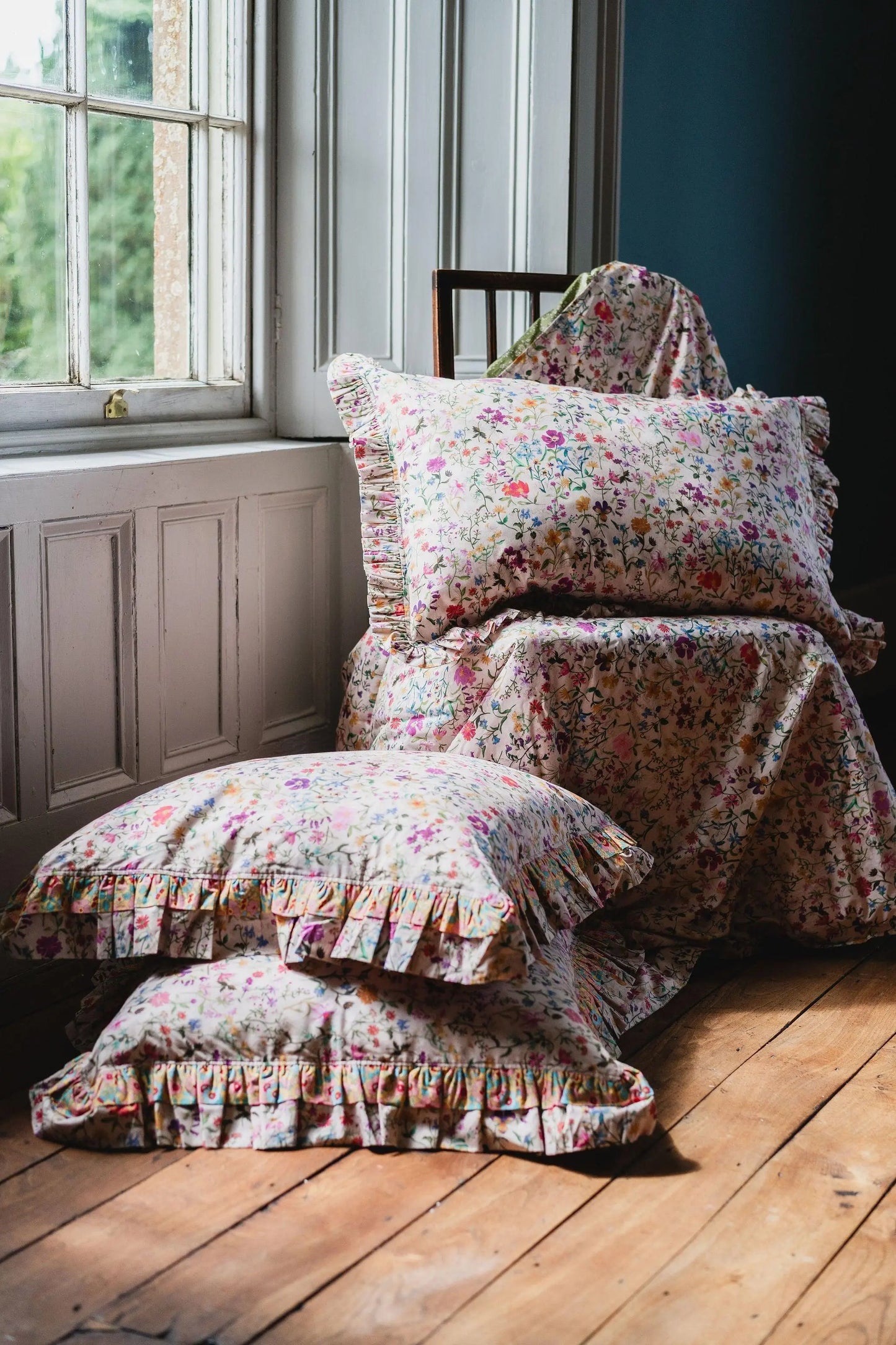 LINEN GARDEN Liberty Double Ruffle Cushion Coco & Wolf