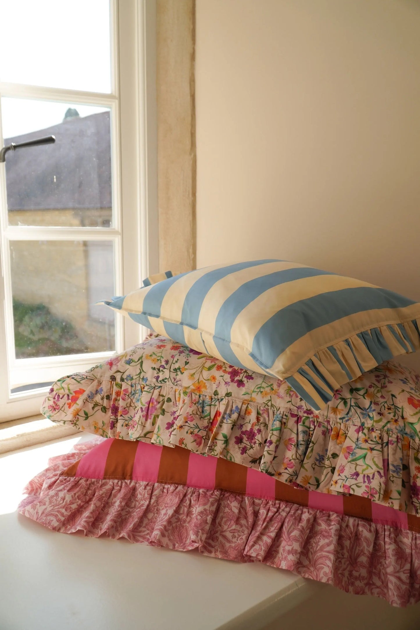 LINEN GARDEN Liberty Oblong Ruffle Cushion Coco & Wolf