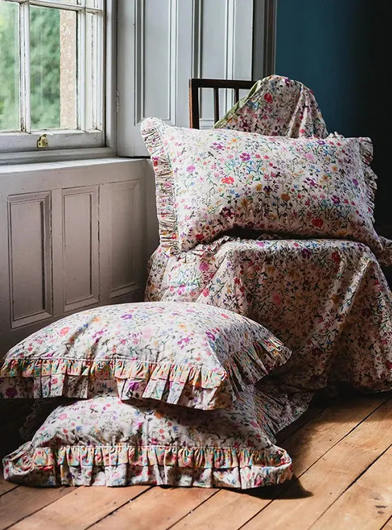 LINEN GARDEN Liberty Oblong Ruffle Cushion Coco & Wolf