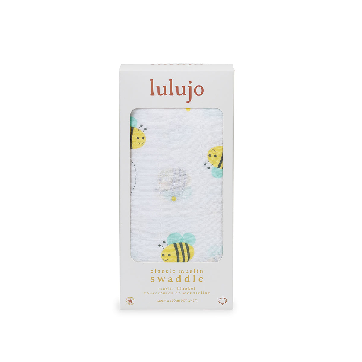 Lulujo - Muslin Swaddle - Bumbling Bees (120cm x 120cm) Lulujo