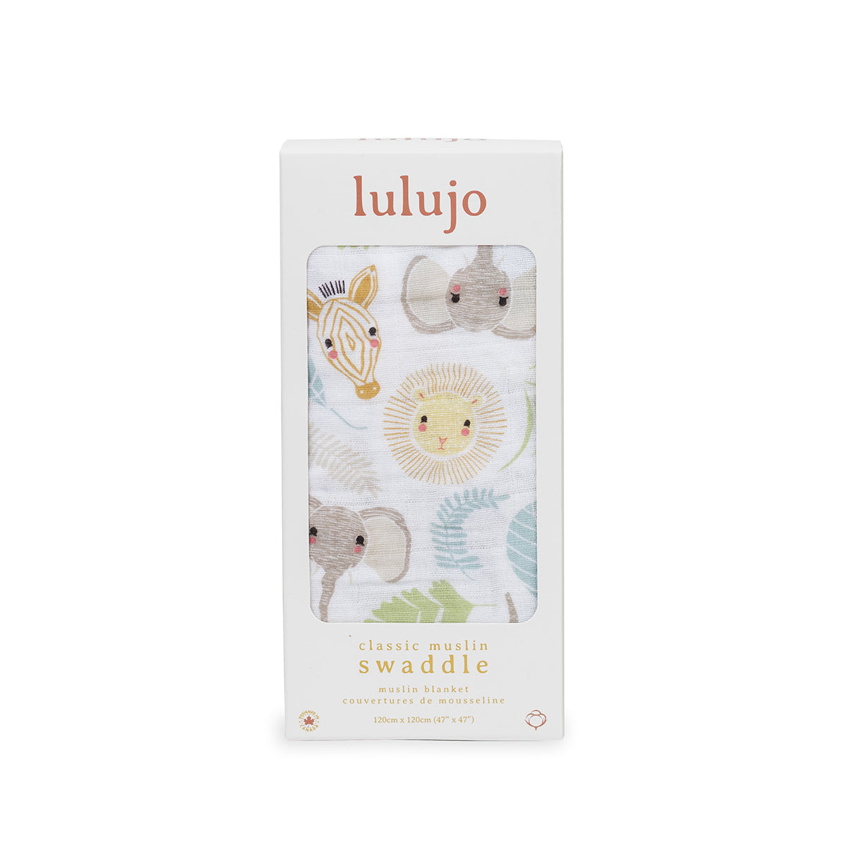 Lulujo - Muslin Swaddle - Jungle Safari (120cm x 120cm) Lulujo
