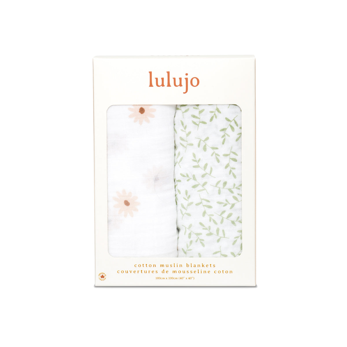 Lulujo - 2 Pack Cotton Swaddles - Daisy / Greenery (100cm x100cm) Lulujo