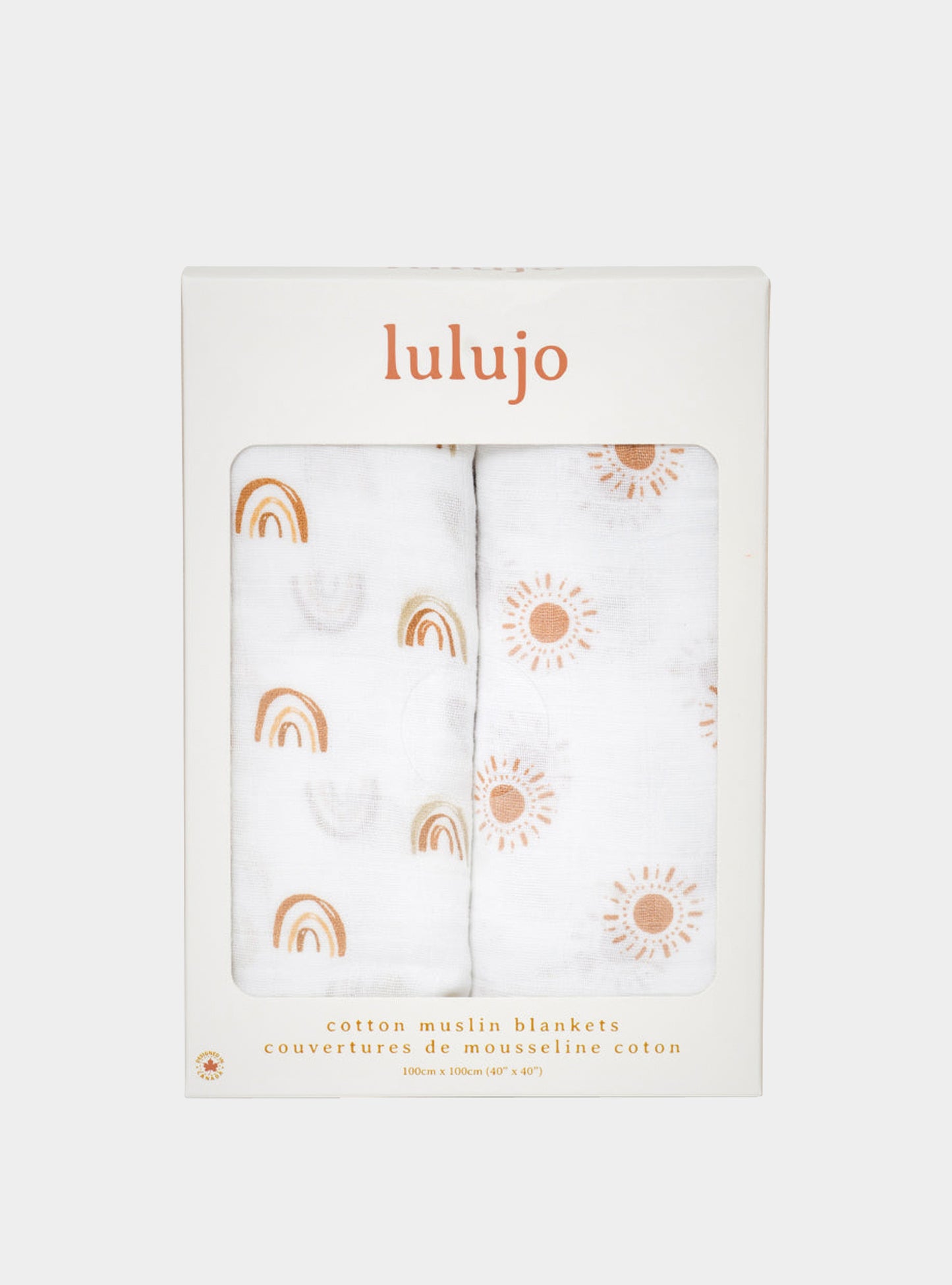Lulujo - 2 Pack Cotton Swaddles - Rainbows / Suns (100cm x100cm) Lulujo