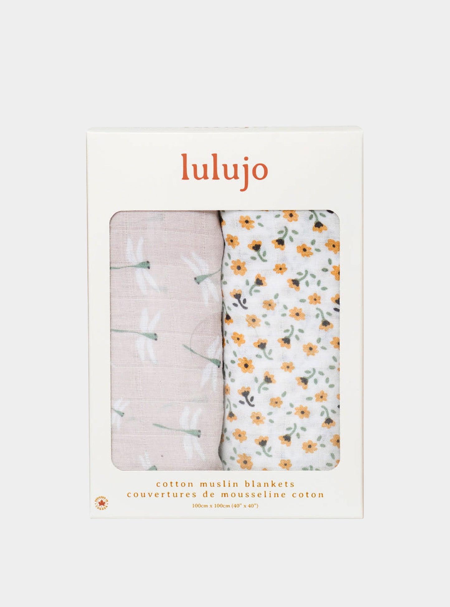 Lulujo - 2 Pack Cotton Swaddles - Vintage Floral / Dragonflies (100cm x100cm) Lulujo