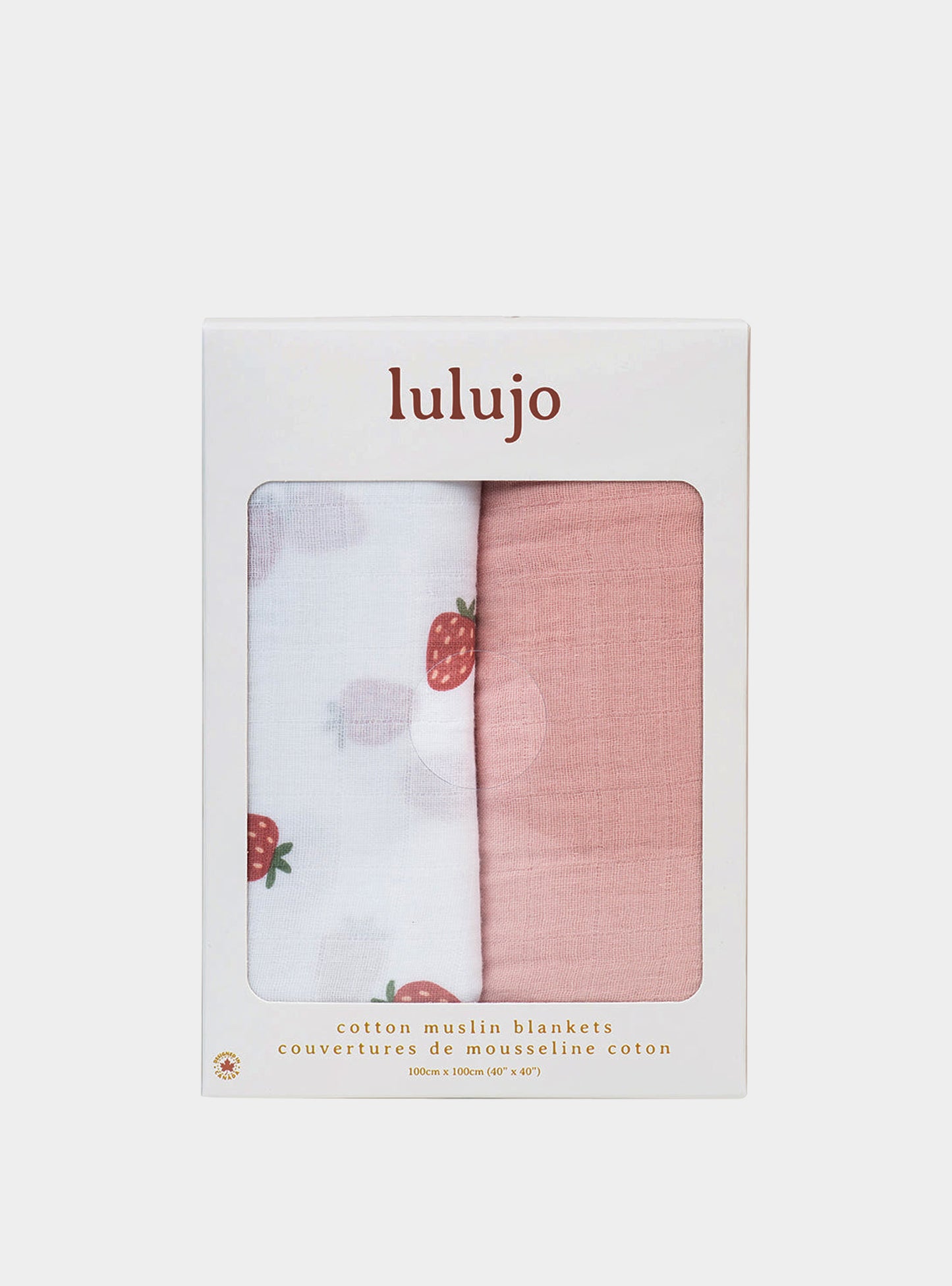 Lulujo - 2 Pack Cotton Swaddles - Strawberries / Pink (100cm x100cm) Lulujo