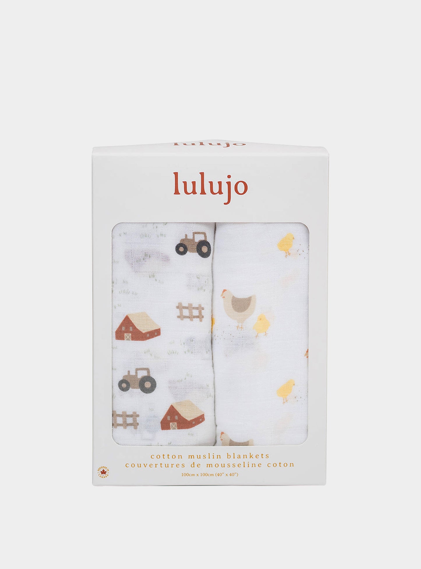 Lulujo - 2 Pack Cotton Swaddles - Barnyard / Hens & Chicks (100cm x100cm) Lulujo