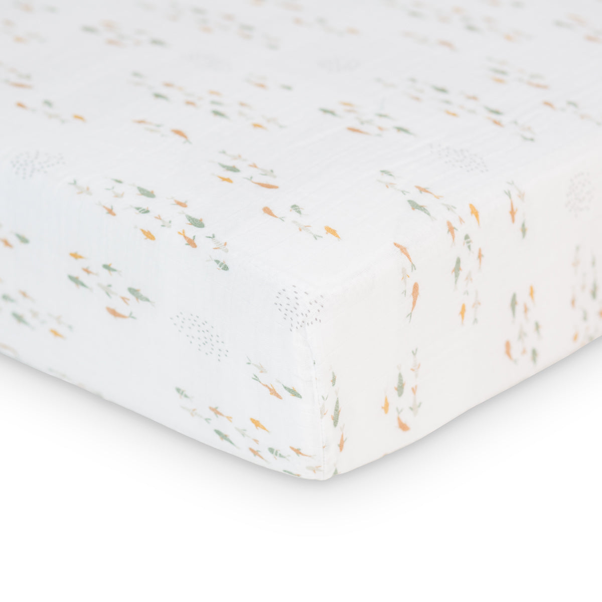 Lulujo - Cotton Fitted Cot  Sheet - Fish (135cm x 70cm) Lulujo