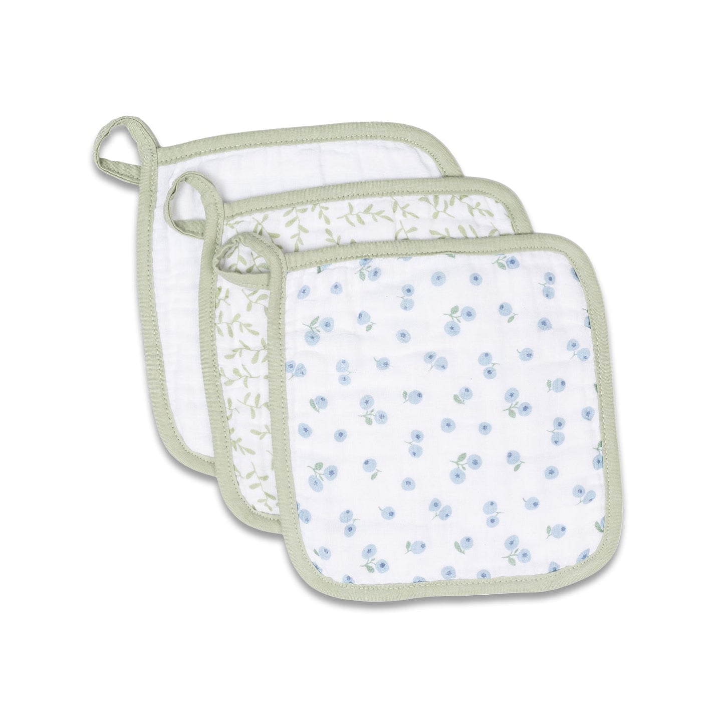 Lulujo - Washcloth - Blueberries , White & Greenery Lulujo