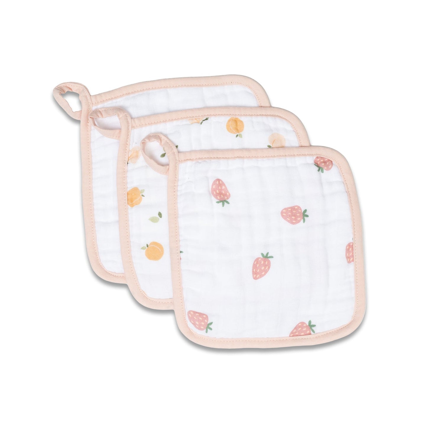 Lulujo - Washcloth - Peaches , White & Strawberries Lulujo