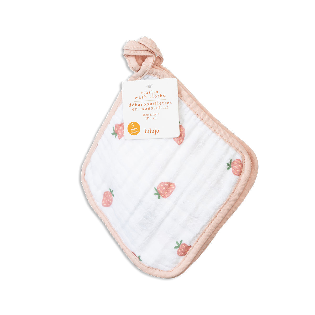 Lulujo - Washcloth - Peaches , White & Strawberries Lulujo