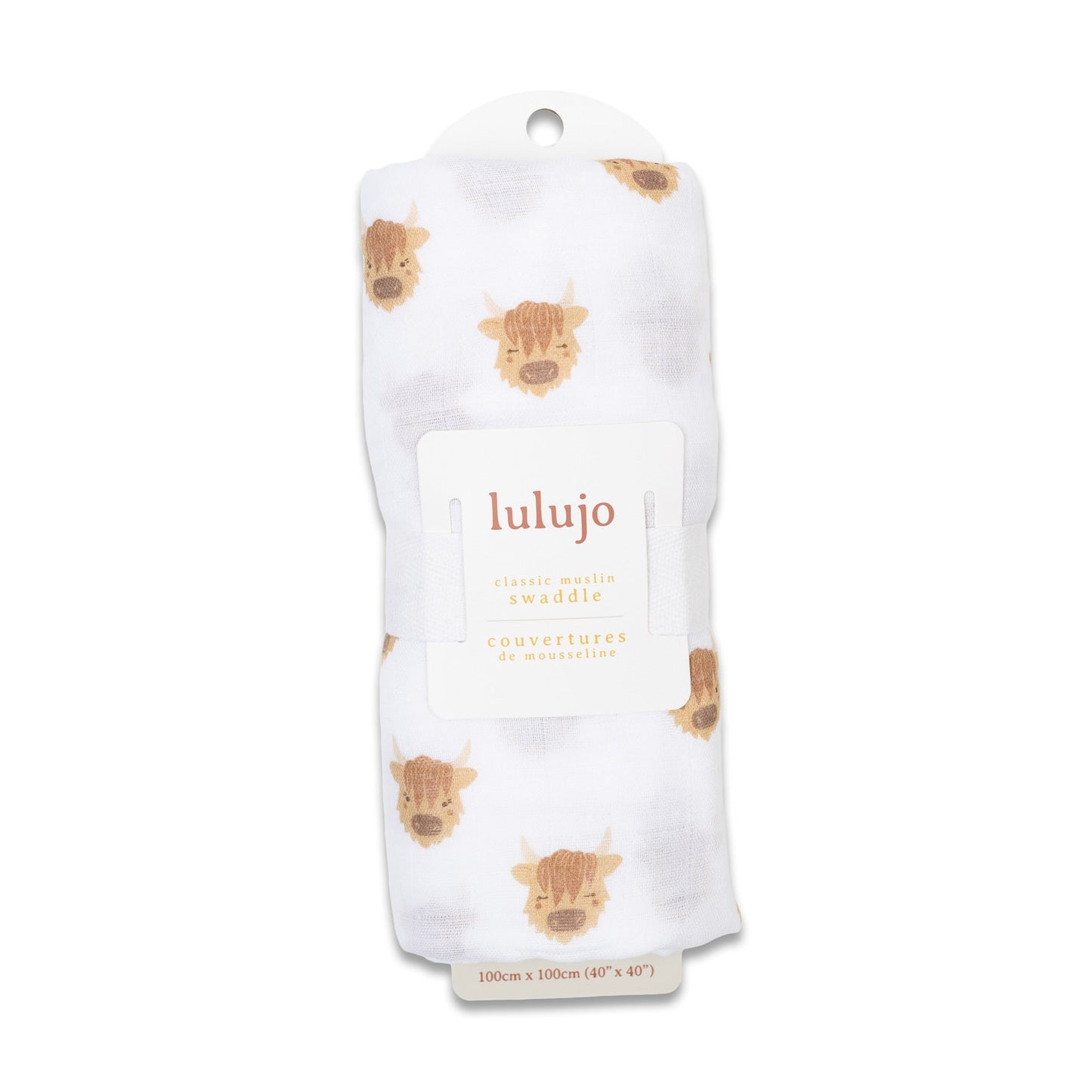 Lulujo - Muslin Swaddle - Highland Cows (100cm x 100cm) Lulujo