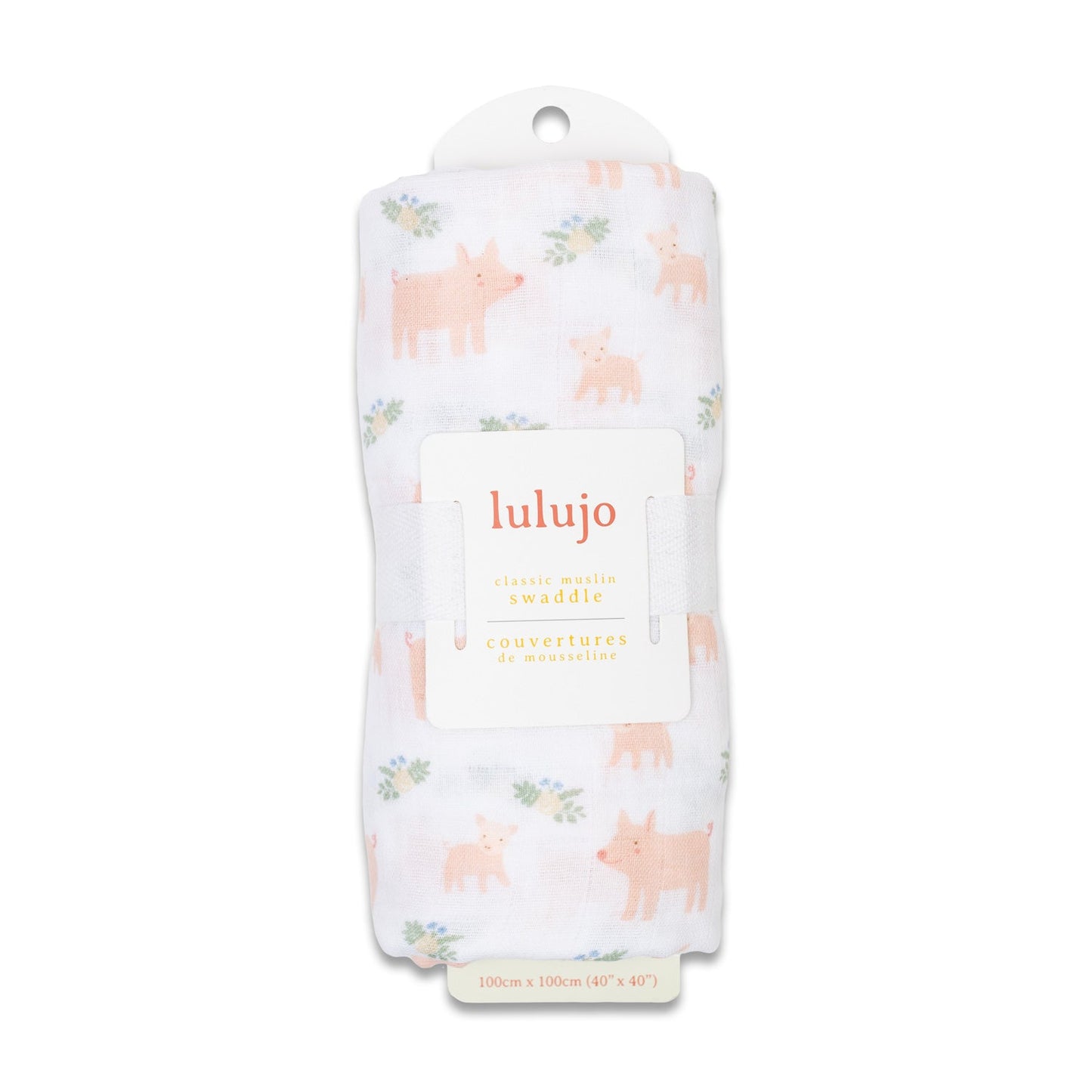 Lulujo - Muslin Swaddle - Pigs (100cm x 100cm) Lulujo