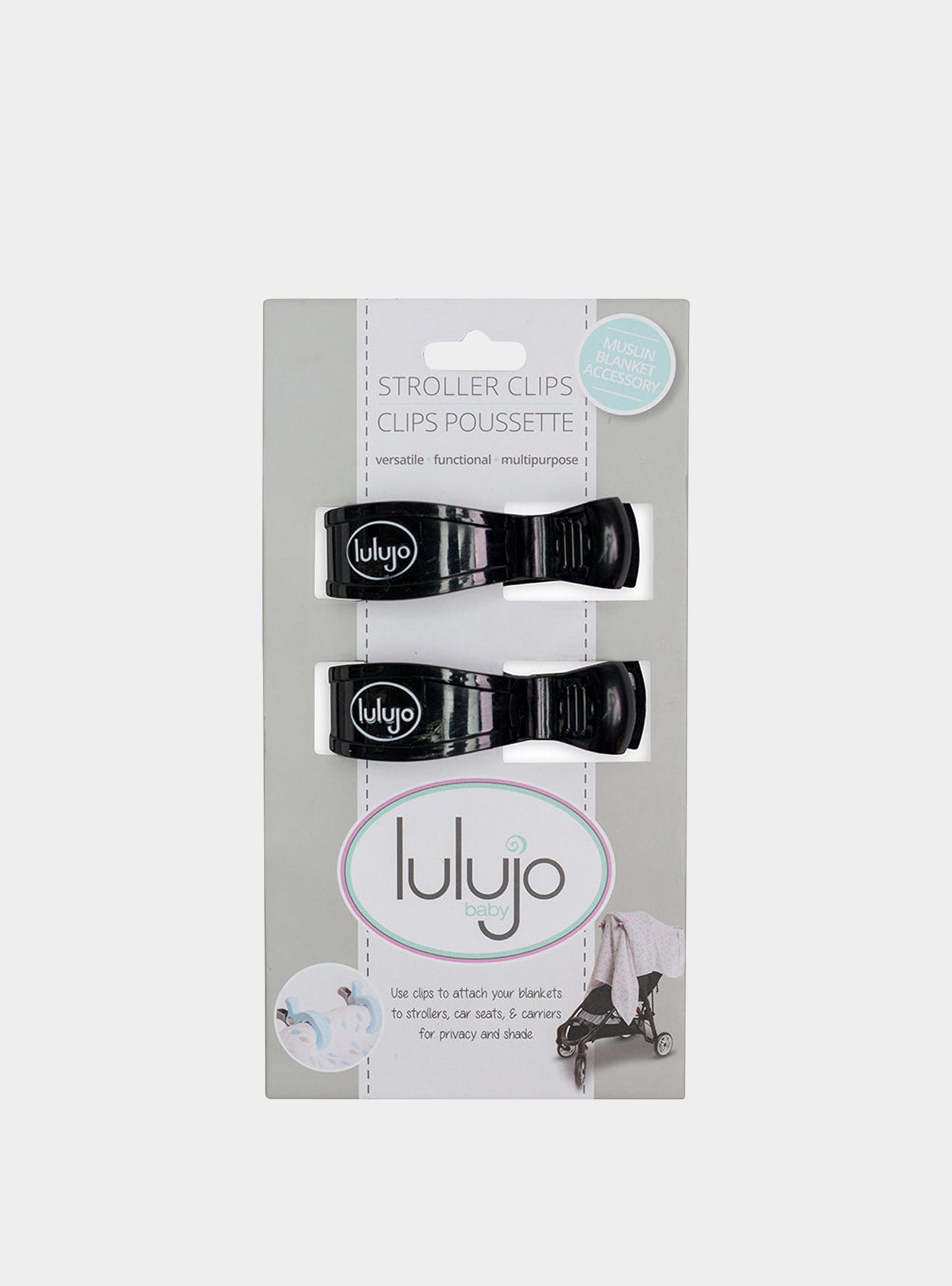 Lulujo - 2 Pack Stroller Clip - Black Lulujo
