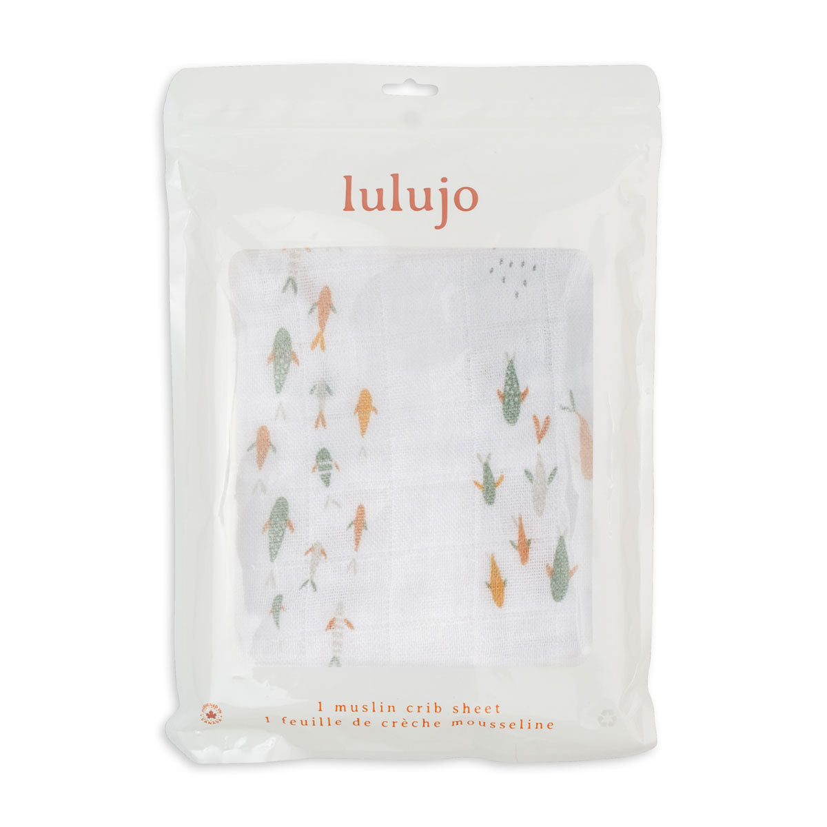 Lulujo - Cotton Fitted Cot  Sheet - Fish (135cm x 70cm) Lulujo