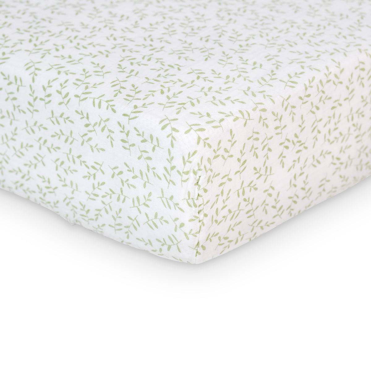 Lulujo - Cotton Fitted Cot  Sheet - Greenery (135cm x 70cm) Lulujo