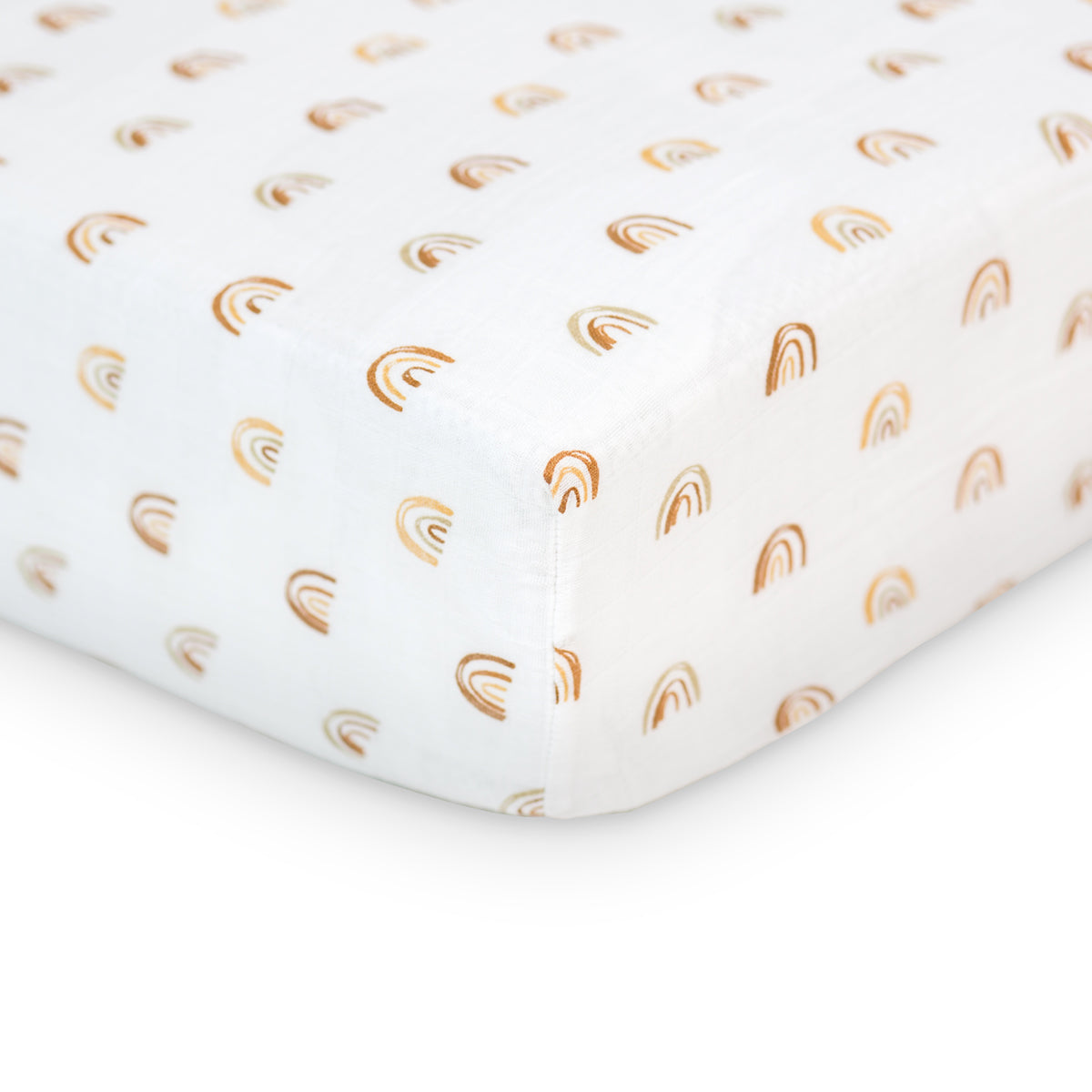Lulujo - Cotton Fitted Cot  Sheet - Rainbows (135cm x 70cm) Lulujo
