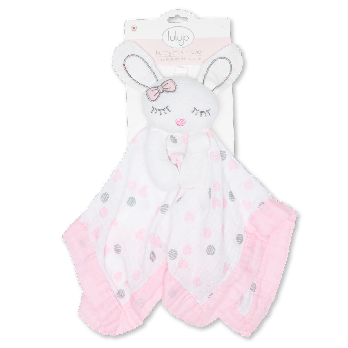 Lulujo - Cotton Muslin Lovie - Pink Bunny Lulujo