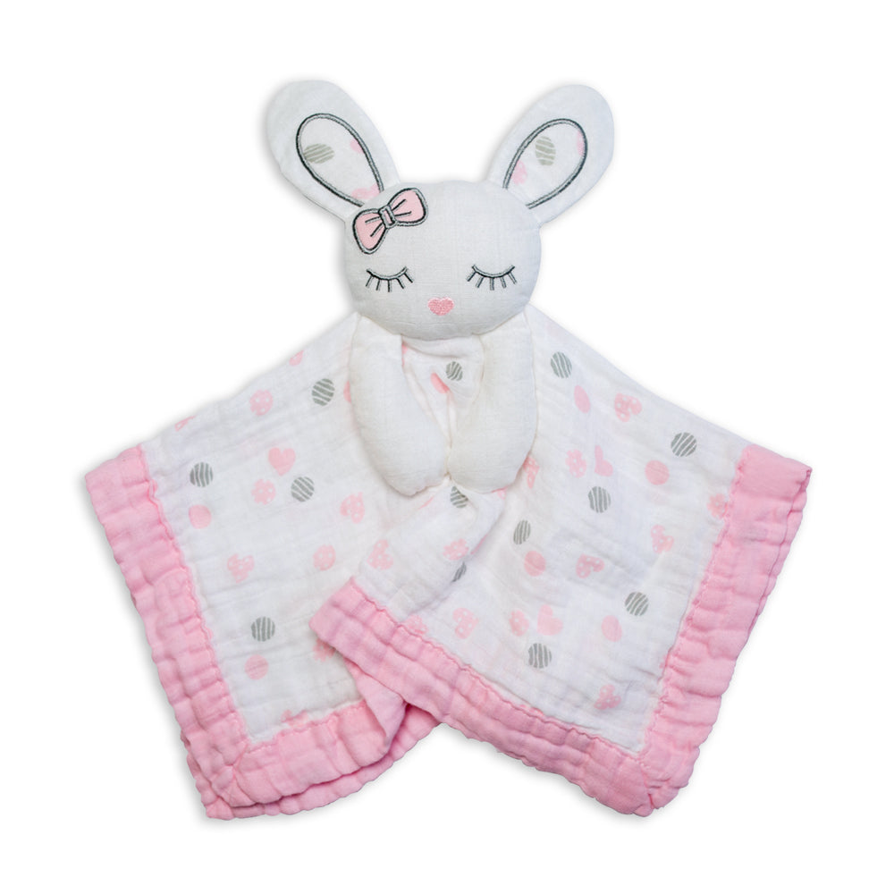 Lulujo - Cotton Muslin Lovie - Pink Bunny Lulujo