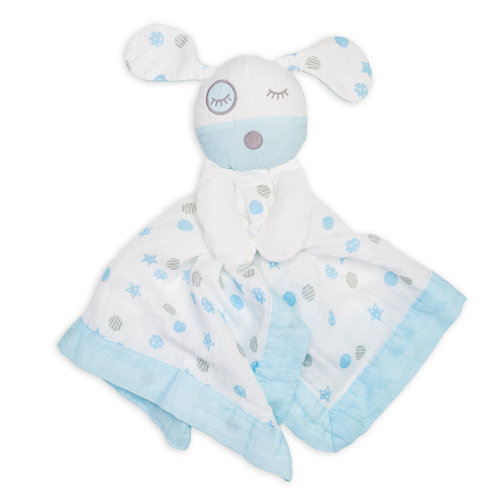 Lulujo - Cotton Muslin Lovie - Blue Puppy Lulujo