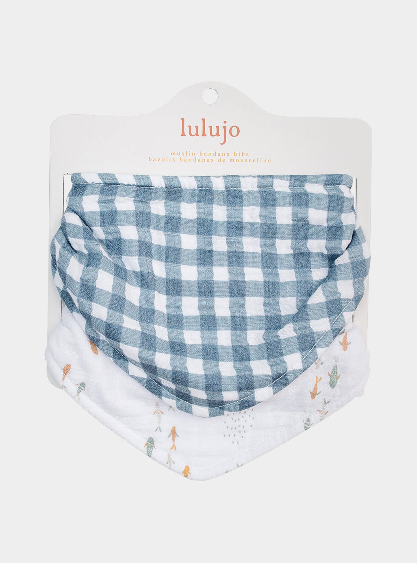 Lulujo - 2 pack Bandana Bib - Fish & Navy Gingham Lulujo