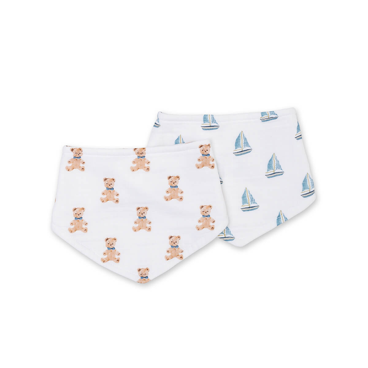 Lulujo - 2 pack Bandana Bib - Vintage Bear & Sailboats Lulujo