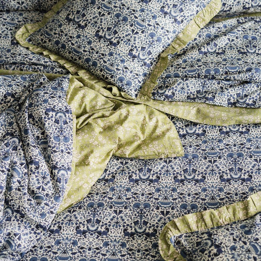 LODDEN NAVY & CAPEL PISTACHIO Liberty Reversible Heirloom Quilt Coco & Wolf