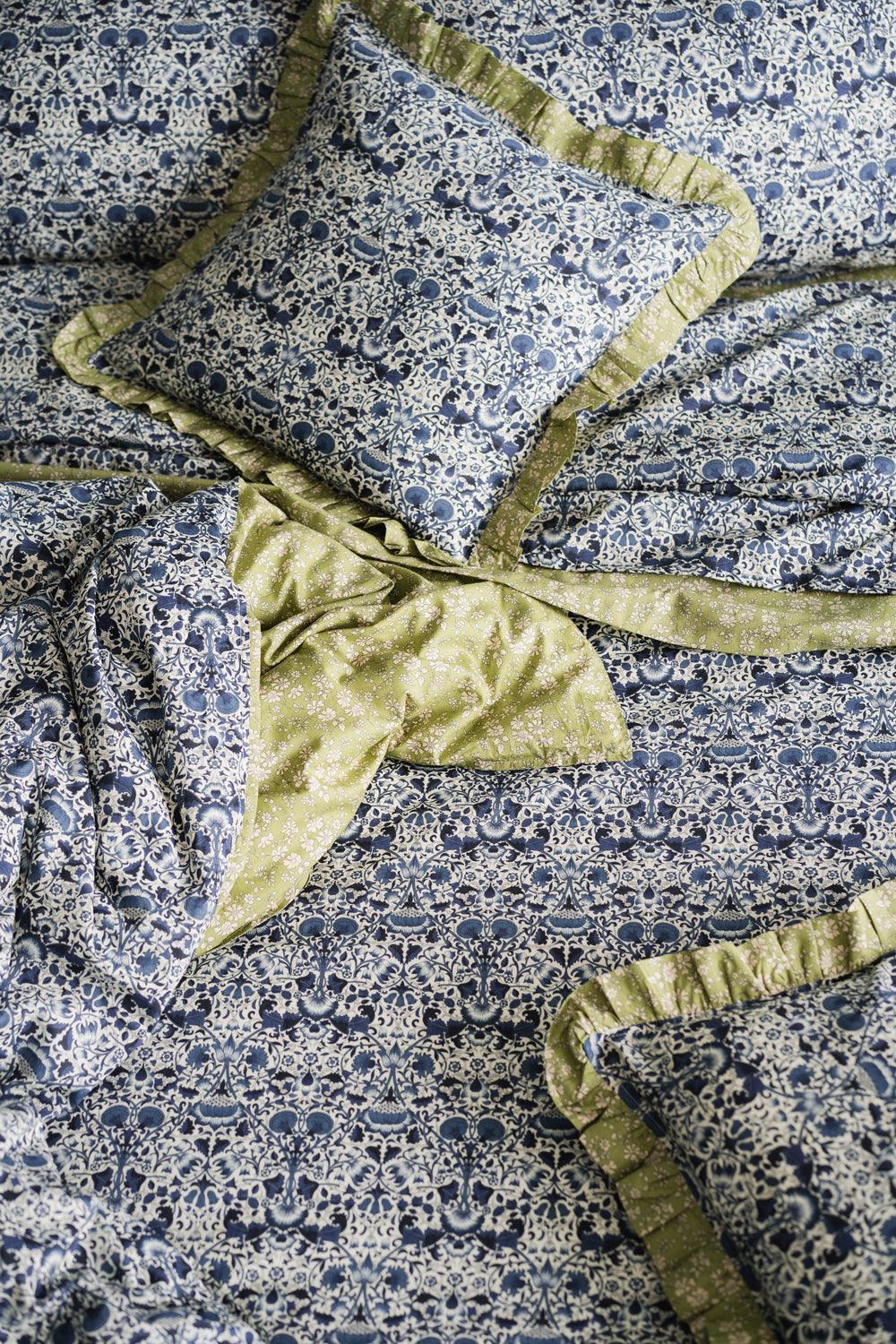 LODDEN NAVY & CAPEL PISTACHIO Liberty Reversible Heirloom Quilt Coco & Wolf