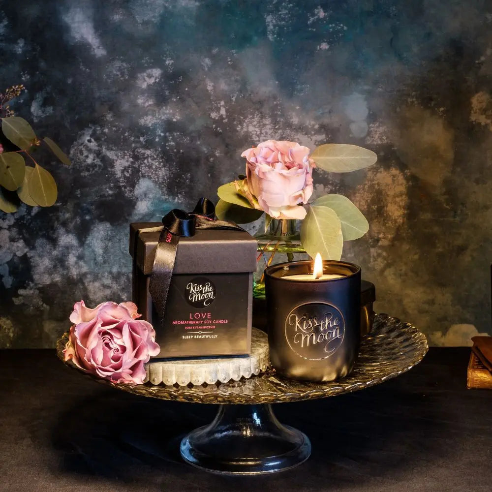 LOVE AROMATHERAPY SOY CANDLE | Rejuvenate with Rose & Frankincense Kiss the Moon