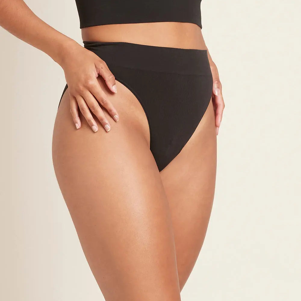 LYOLYTE Black Ribbed High Leg Brief Boody