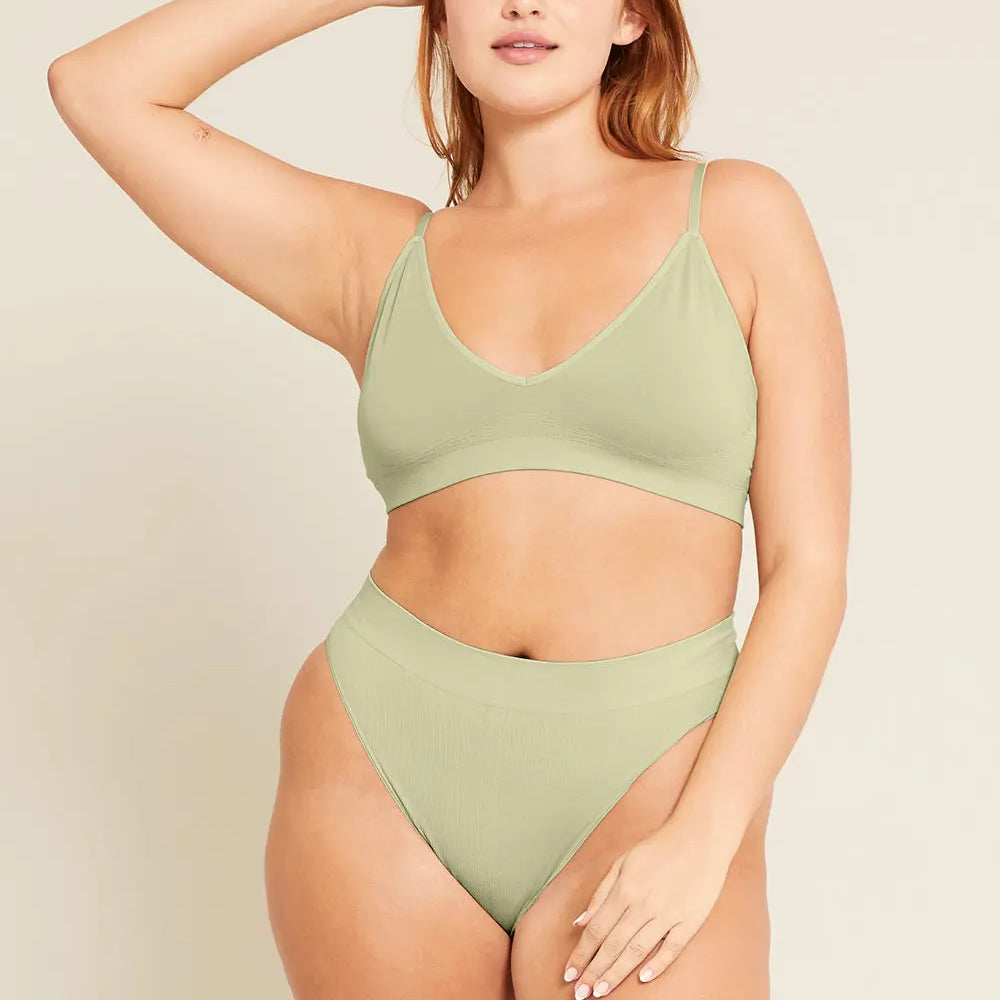 LYOLYTE Sage Ribbed High Leg Brief Boody