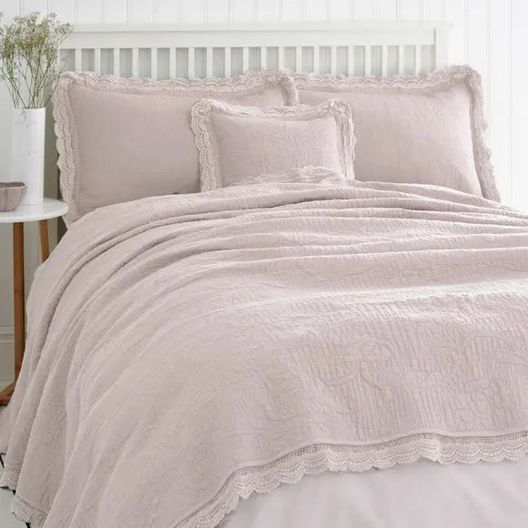 Lace Edge Blush Bedspread Dunelm