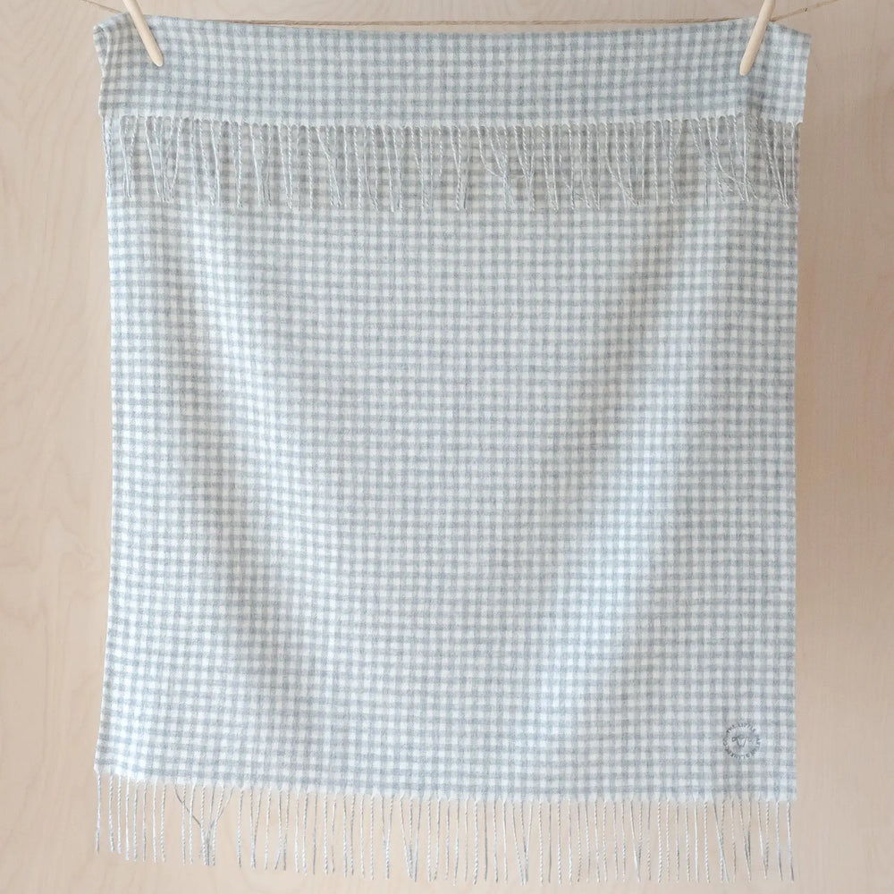 Lambswool Baby Blanket in Grey Nursery Gingham TartanBlanketCo