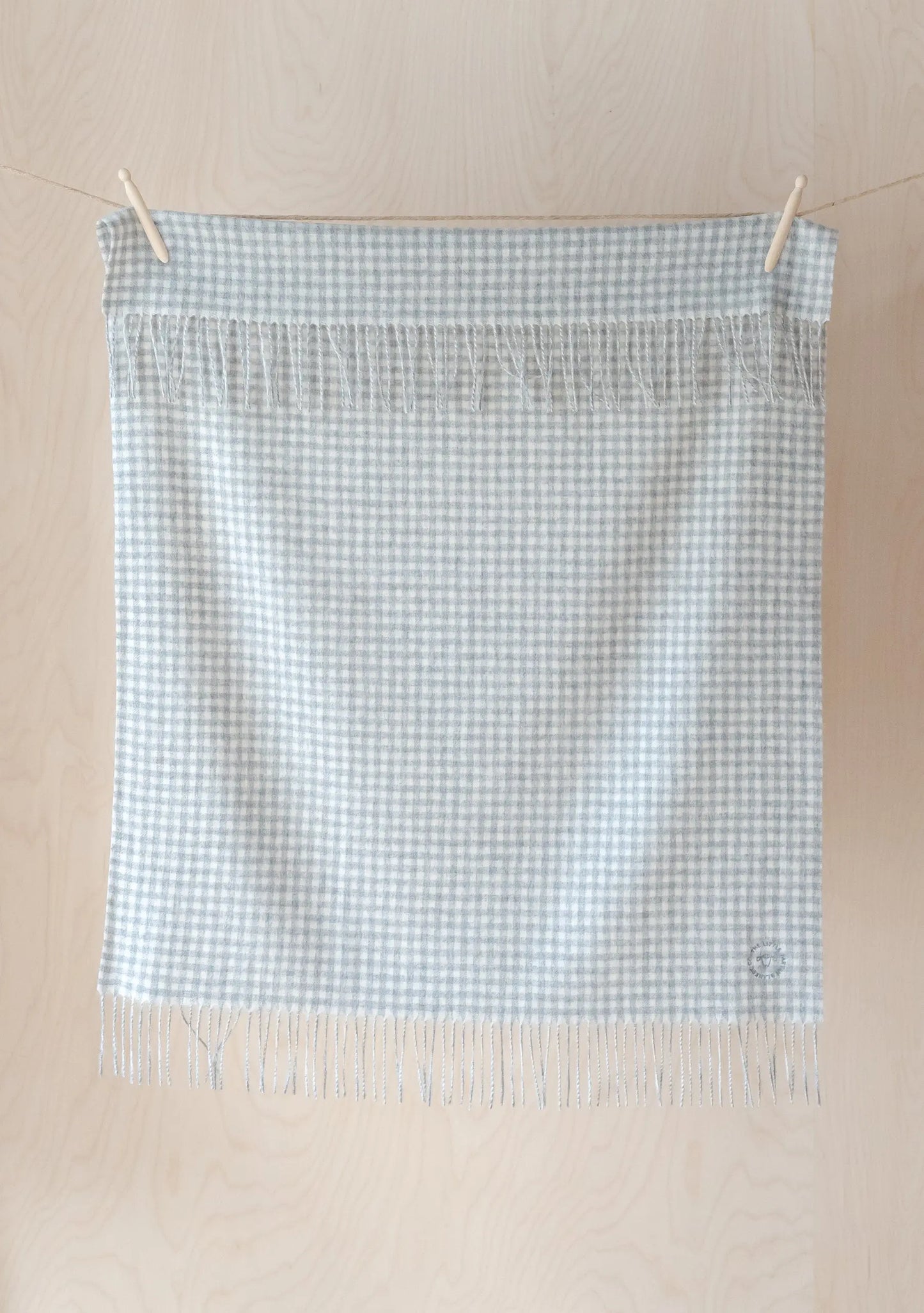 Lambswool Baby Blanket in Grey Nursery Gingham TartanBlanketCo