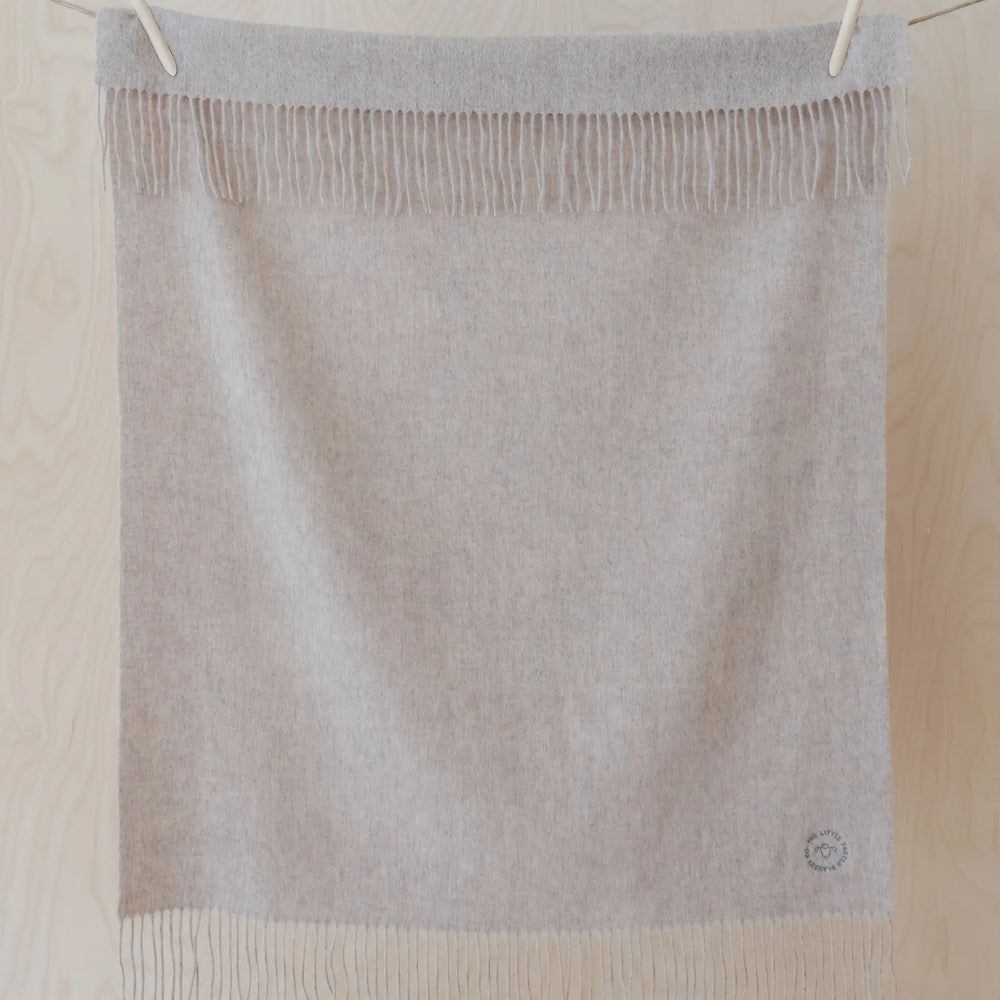 Lambswool Baby Blanket in Oatmeal Melange TartanBlanketCo
