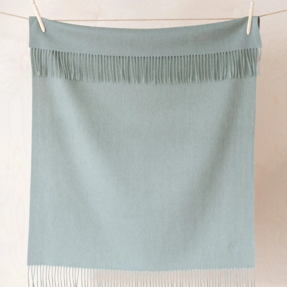 Lambswool Baby Blanket in Sage Melange TartanBlanketCo