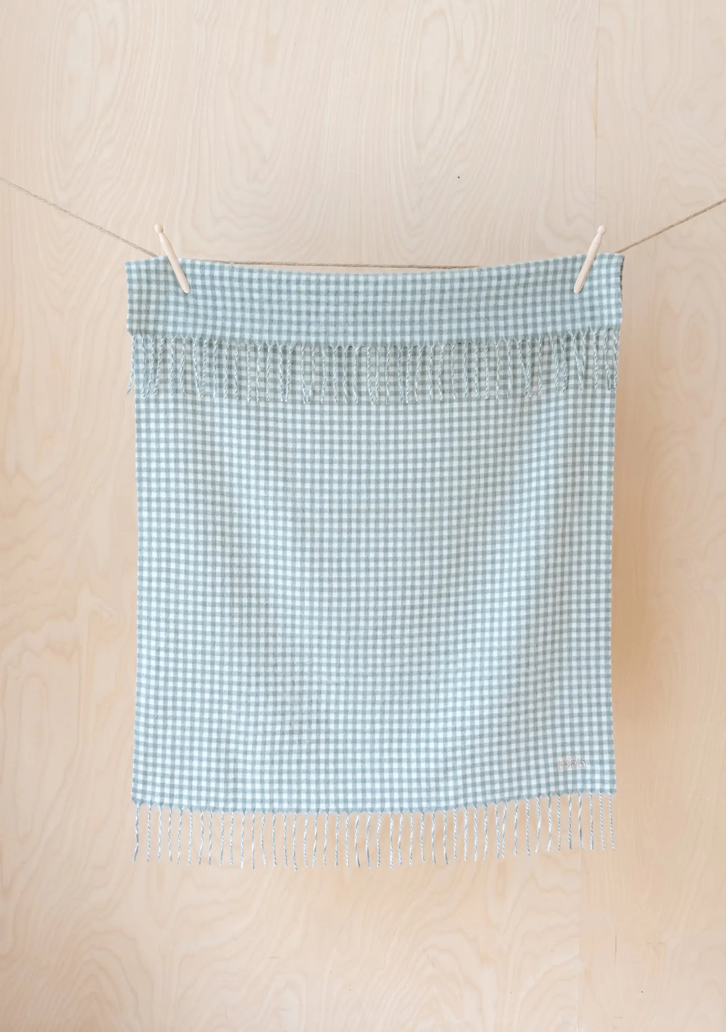Lambswool Baby Blanket in Sage Nursery Gingham TartanBlanketCo