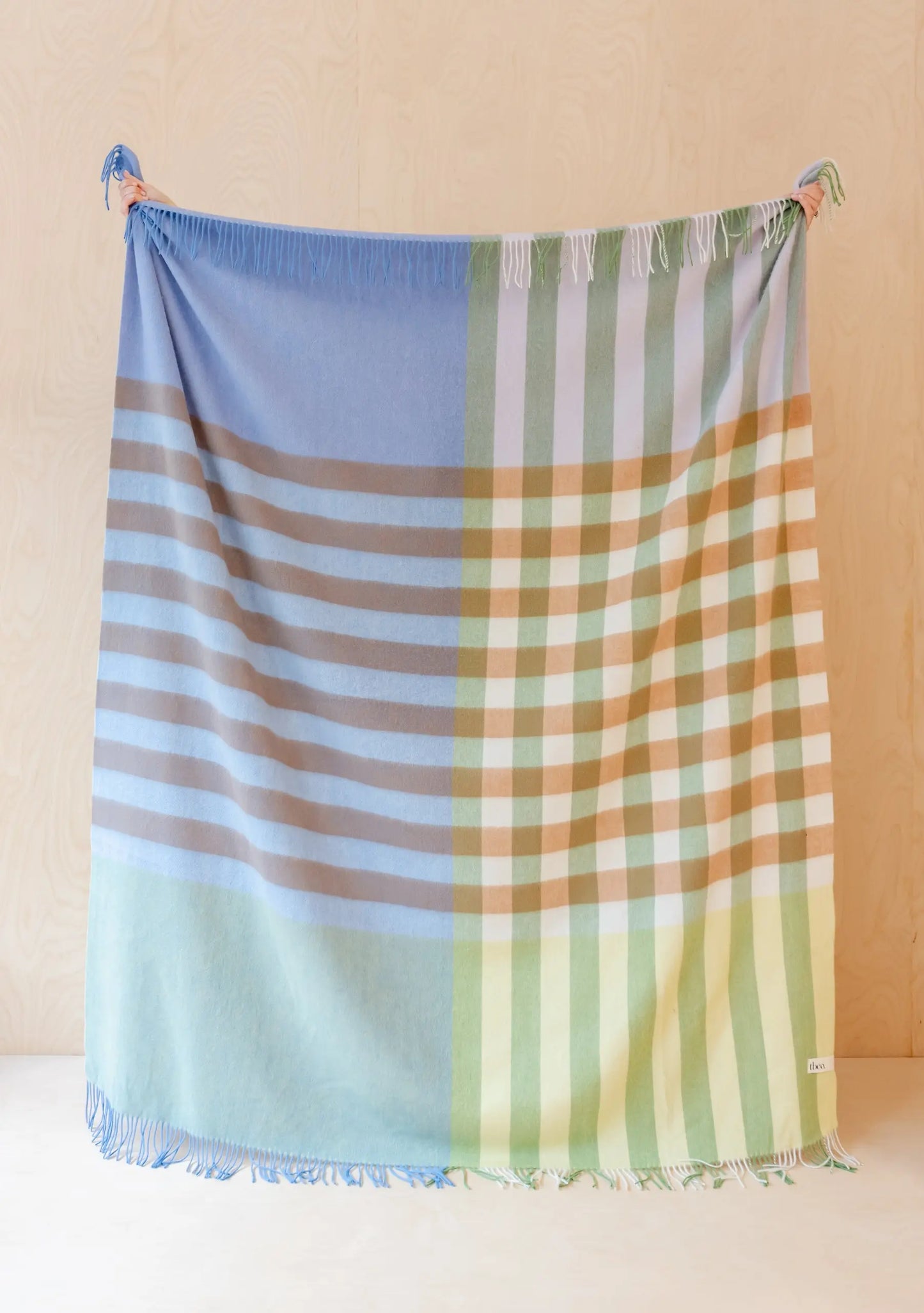 Lambswool Blanket in Blue Gingham Check TartanBlanketCo
